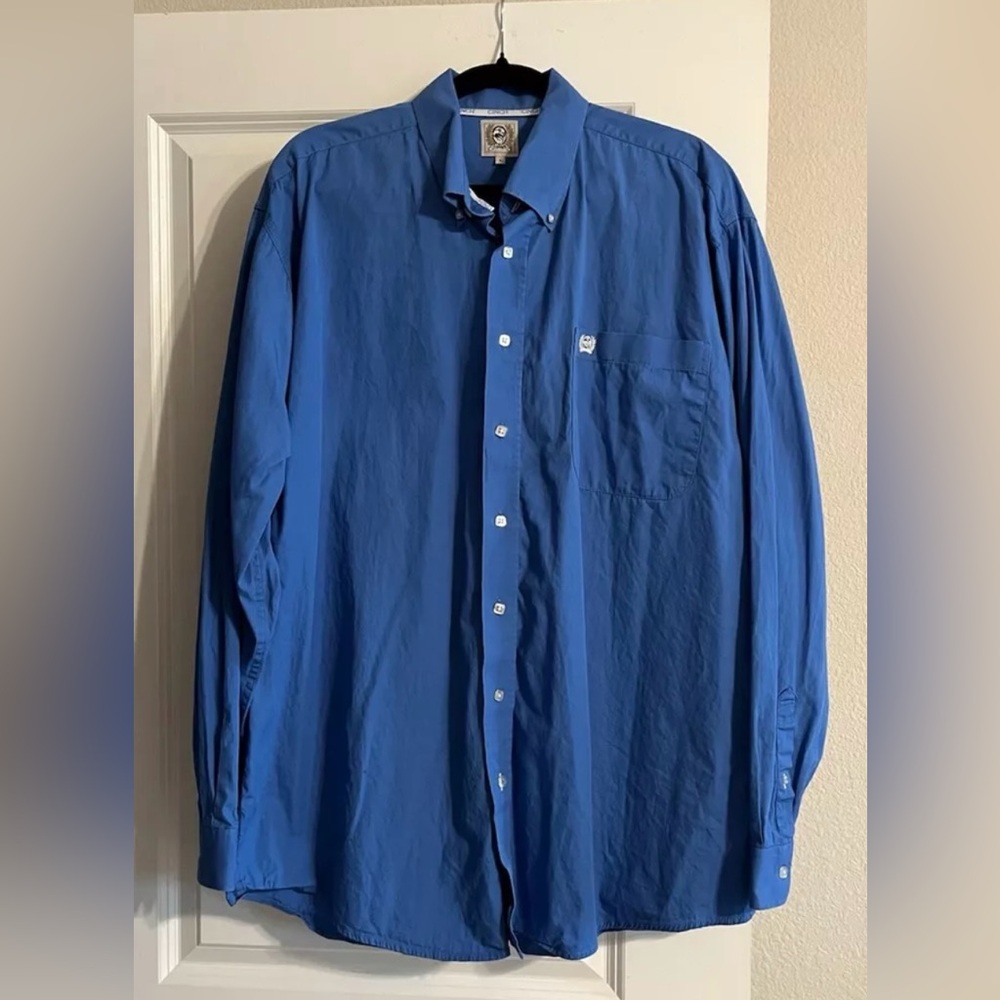 CINCH Mens SZ L Royal Blue Western Button Down Long Sleeve Shirt Cowboy Casual